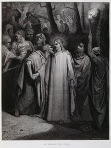 Judas trahit Jésus avec un baiser ; Illustration de la Bible de Doré - Gustave Dore