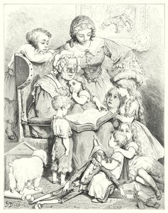 La lecture des contes en famille (gravure)