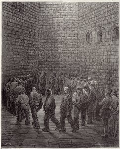 La promenade des détenus en prison - dans « Londres » par Gustave Doré