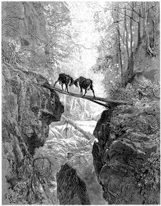 Les deux chèvres: fable de Jean de la Fontaine illustrée par Gustave Doré