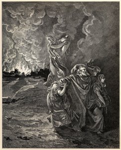 Lot et ses filles fuyant Sodome - Gustave Dore