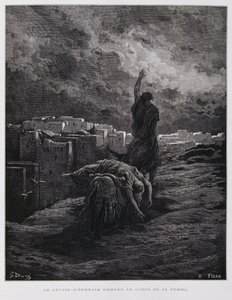 Outrage à Guibea, le Lévite emporte sa concubine morte, Illustration de la Bible de Doré - Gustave Dore