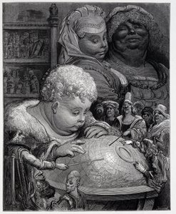 Pantagruel suivant un cours de géographie - dans « Gargantua » par Rabelais, ill. Gustave Doré - Gustave Dore