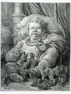 Pantagruel entoure des vaches - dans « Gargantua » par Rabelais, ill. Gustave Doré - Gustave Dore