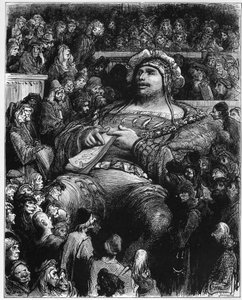 Pantagruel teste ses esprits contre les scientifiques parisiens - illustration de « Gargantua et Pantagruel » par François Rabelais - gravure de Gustave Doré (1832-1883) - Gustave Dore