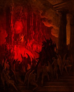 Le Paradis perdu : Satan en conseil, gravure par Gustave Doré