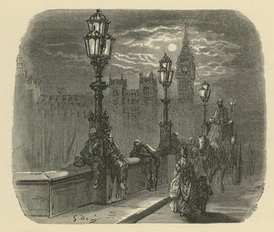 Personnes et carrosses sur le pont de Westminster