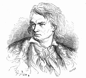 Portrait de Beethoven par Gustave Doré, vers 1855, pour illustrer un texte d