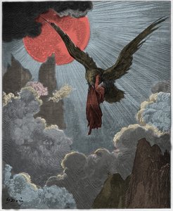 Purgatorio, Chant 9 : Dante, dans un rêve, est emporté par un aigle, illustration de "La Divine Comédie" de Dante Alighieri, 1885