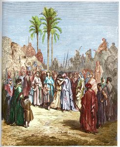 Réconciliation entre Jacob et Ésaü - Réconciliation de Jacob et Ésaü Genèse, XXXIII, 4 - gravure de 
