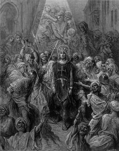 Saint Louis fait prisonnier à Mansoura, lors de la 7ème croisade en 1250 - gravure par Gustave Doré