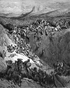 Samson tue les Philistins avec une mâchoire par Doré - Bible