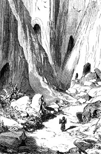 Sindbad le marin - conte des mille et une nuits - illustration de Gustave Doré - édition Maxwell 1865 - Deuxième voyage : Sindbad découvre une vallée avec des diamants, mais malheureusement occupée par des serpents géants - Gustave Dore