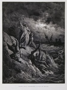 Saint Paul débarquant à Malte, Illustration de la Bible de Doré