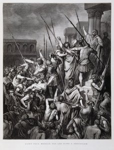 Saint Paul attaqué par les Juifs de Jérusalem, Illustration de la Bible de Doré