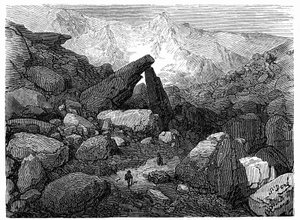 Le sentier du Chaos, menant au Cirque de Gavarnie : gravure de Gustave Doré illustrant le livre « Voyage aux Pyrénées d