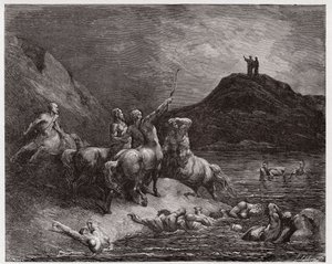 La Divine Comédie, Inferno, Chant 12 : Nessus et les centaures - par Dante Alighieri (1265-1321) - Illustration par Gustave Doré (1832-1883) - Gustave Dore