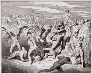La Divine Comédie, Enfer, Chant 18 : Diables et séducteurs - par Dante Alighieri - Illustration par Gustave Doré