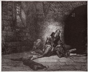 La Divine Comédie, Inferno, Chant 33 : Gaddo meurt sous les yeux de son père - par Dante Alighieri (1265-1321) - Illustration par Gustave Doré (1832-1883) - Gustave Dore