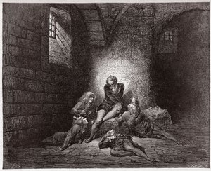 La Divine Comédie, Inferno, Chant 33 : Ugolin et ses fils emmurés et affamés - par Dante Alighieri (1265-1321) - Illustration de Gustave Doré (1832-1883). - Gustave Dore