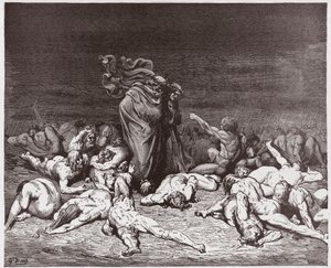 La Divine Comédie, Inferno, Chant 6 : Les gourmands battus par la pluie éternelle - par Dante Alighieri (1265-1321) - Illustration par Gustave Doré (1832-1883) - Gustave Dore
