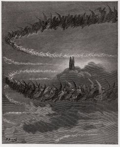 La Divine Comédie, Paradiso, Chant 18 : Dans la sphère de Jupiter, les âmes bienheureuses forment des lettres - par Dante Alighieri (1265-1321) - Illustration de Gustave Doré (1832-1883). - Gustave Dore