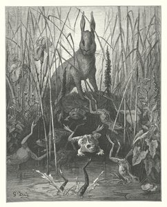 Les Fables de La Fontaine : Le Lièvre et les Grenouilles - Gustave Dore