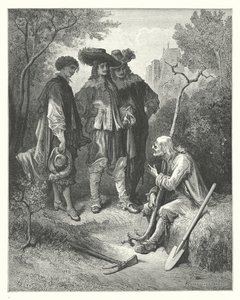 Les Fables de La Fontaine : Le vieil homme et les trois jeunes hommes (gravure)