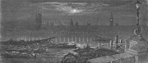 Les Maisons du Parlement la nuit, 1872