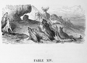 Les funérailles de la lionne - dans "Fables" de La Fontaine, ill. par Doré