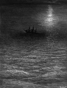 Le navire échoué dans une mer au clair de lune, scène de 
