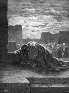 Le prophète Esdras priant, par Gustave Doré. - Bible
