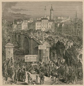 Circulation sur le pont de Londres - Gustave Dore
