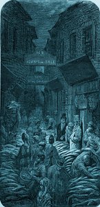 Marché aux poissons victorien, gravure de Gustave Doré