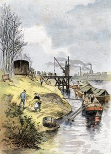 Le chargement des pommes dans les wagons, quai de Bercy, Paris Dessin de Gustave Fraipont (1849-1923) tiré de « La Seine à travers Paris » par Saint-Juirs