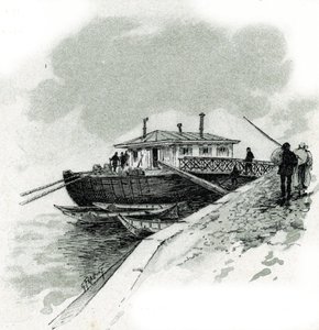 Vue du bateau où les commerçants payaient la redevance de la Seine pour pouvoir importer des marchandises, quai de Bercy à Paris. Dessin de Gustave Fraipont (1849-1923) tiré de « La Seine à travers Paris » - Gustave Fraipont