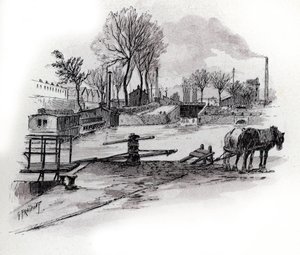 Vue du canal Saint-Denis et du quai de la Gironde à la Villette, Paris