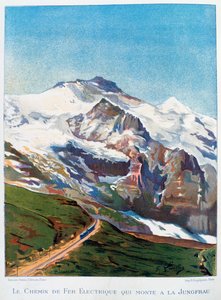 Le chemin de fer électrique vers le mont Jungfrau, Alpes suisses, 19e siècle - Gustave Francois Lasellaz