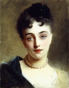 Une dame élégante avec des perles - Gustave Jacquet