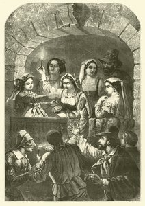Moccoli, bougies utilisées au carnaval, Rome (gravure)