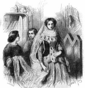 Portrait de Jeanne de Montmorency, fille de Bouchard 1er de Marly. XIIIe-XIVe siècle. Gravure de Gustave Janet
