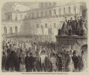 Victor Emmanuel saluant les Florentins depuis la galerie du Palais Pitti - Gustave Janet