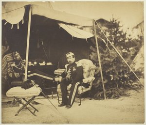 Officiers assis à une tente, Camp de Châlons