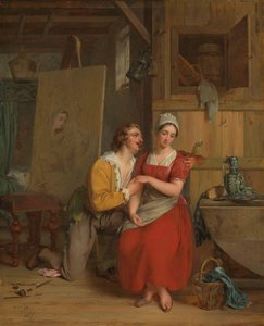Anthony van Dyck courtise son modèle - Gustave or Gustaaf Wappers