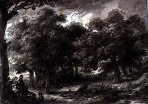 Paysage boisé, avec des personnages - H.F. 1751 1812 Aylesford