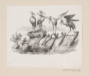 Illustration pour "Les Cigognes" dans H.C. Andersen, "Contes et Histoires", Tome 1 - H.P. Hansen