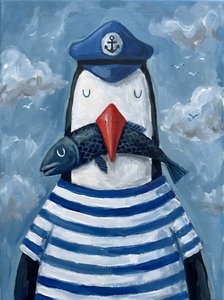Pingouin marin avec un poisson - HUGO