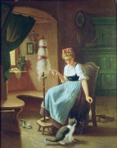 Fille à la roue à filer
