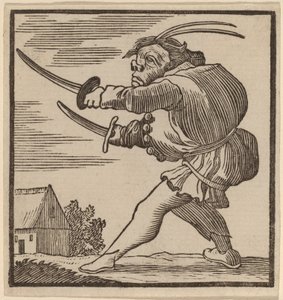 Bossu Brandissant Deux Épées