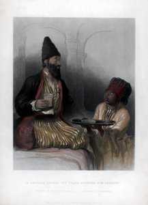 Un prince persan, son esclave lui apportant du sherbet